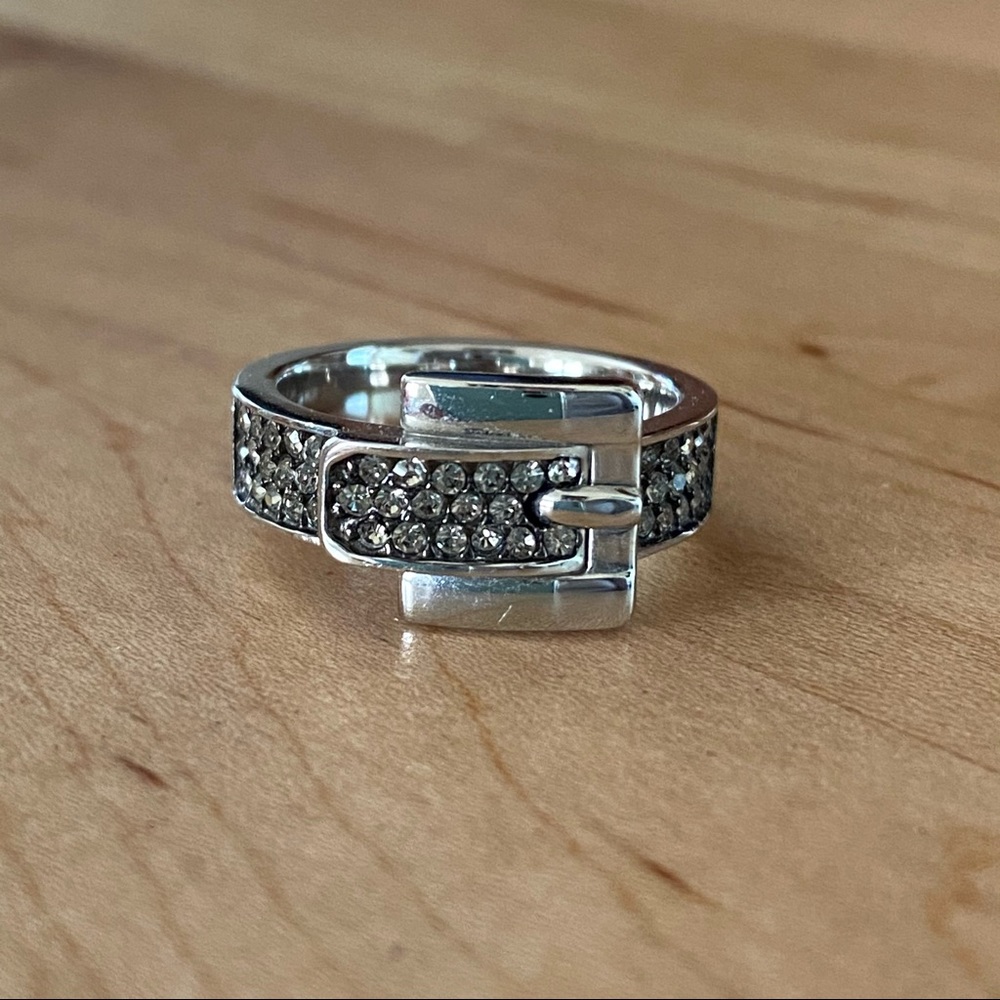 Michael Kors Pave Silver Buckle Ring